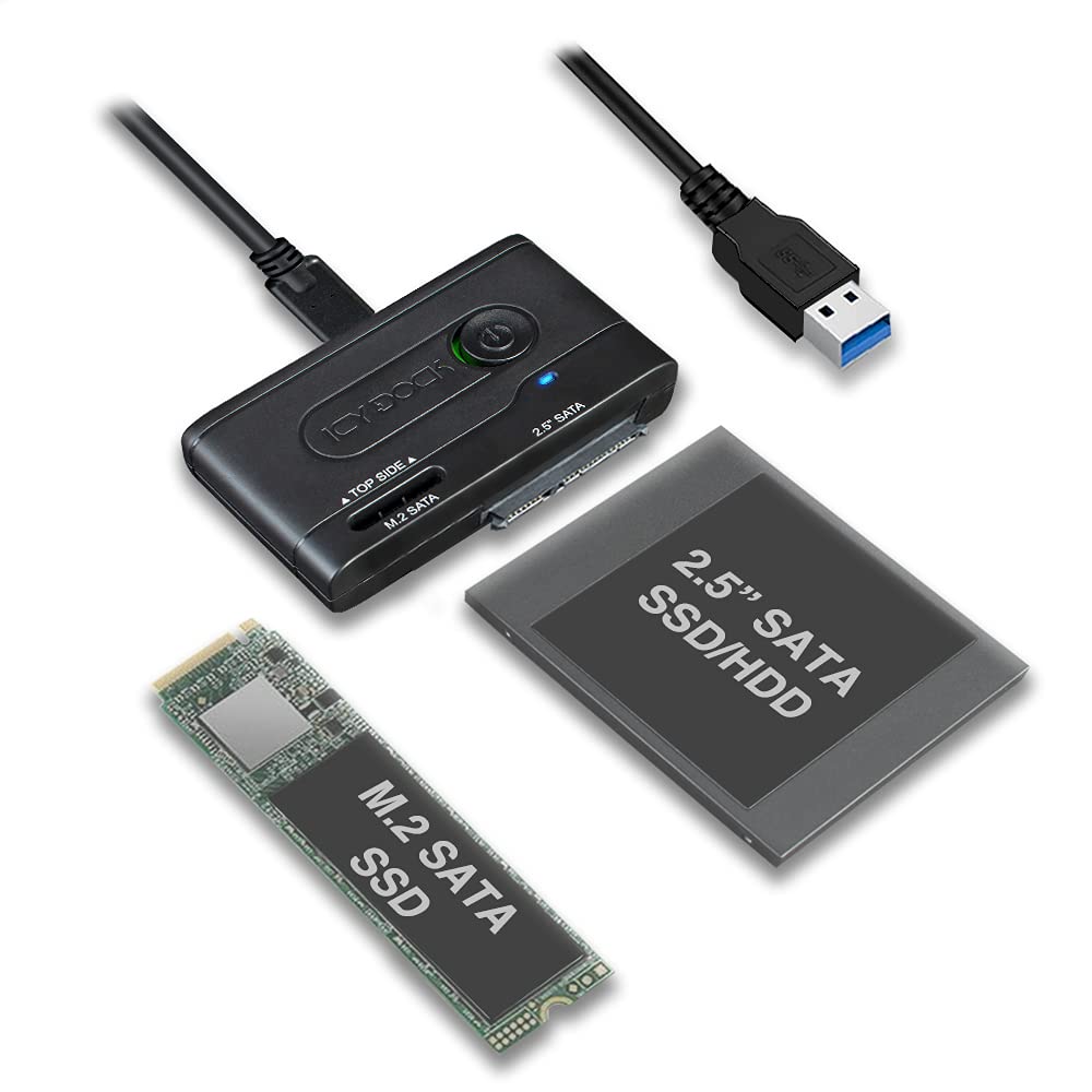 ICY DOCK 2.5” & M.2 SATA III HDD SSD to USB 3.2 Gen 1 (5Gbps) Hard Drive Docking Station Reader Adapter | EZ-Adapter MB031U-1SMB
