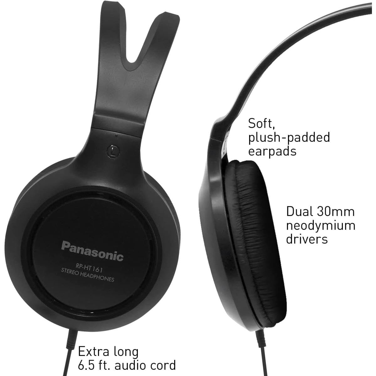 Panasonic Headphones, Lightweight Over the Ear Wired Headphones with Clear Sound and XBS for Extra Bass, Long Cord, 3.5mm Jack for Phones and Laptops…