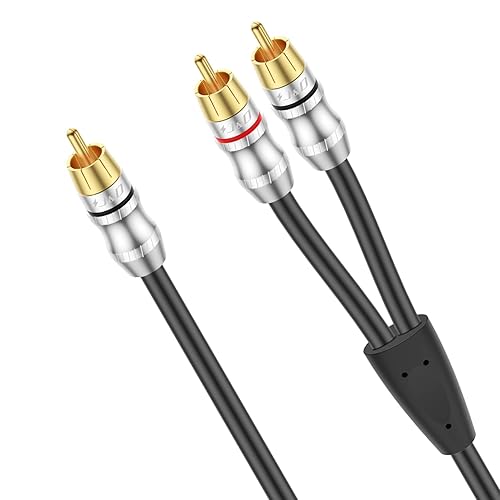 J&D RCA Cable, 1 RCA Male to 2 RCA Male Y-Splitter Digital Stereo Audio Cable Subwoofer Cord for Subwoofer, Home Theater, 15 Feet