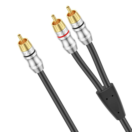 J&D RCA Cable, 1 RCA Male to 2 RCA Male Y-Splitter Digital Stereo Audio Cable Subwoofer Cord for Subwoofer, Home Theater, 15 Feet