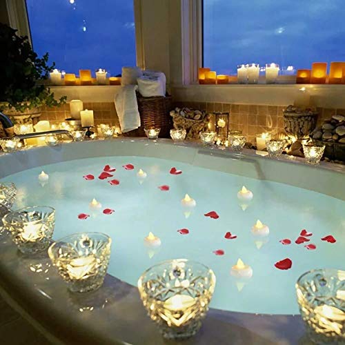 KITOSUN Floating Candles Waterproof Flameless Flickering LED Tea Lights Water Activated Battery Operated Led Candles for Proposal Wedding Bar Party