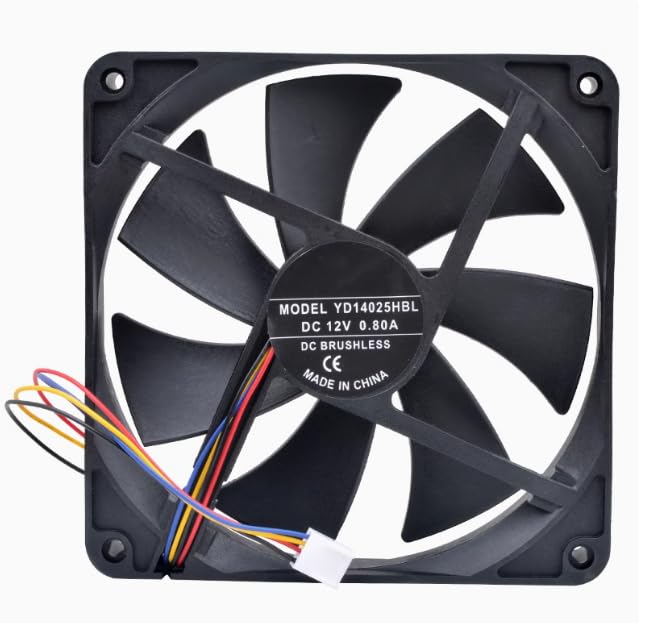 YD14025HBL DC 12V 0.80A 140x140x25mm 14cm 4-Wire Chassis Cooling Fan