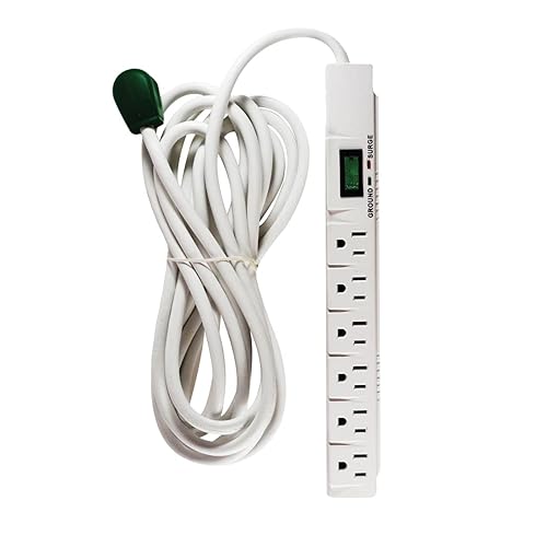 Go Green Power Inc. (GG-16315-15) 6 Outlet Surge Protector, 1200 Joules, White, 15 Ft Cord