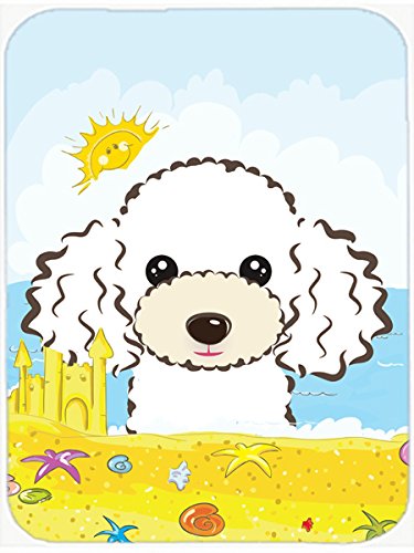 Caroline's Treasures BB2125MP White Poodle Summer Beach Mouse Pad, Hot Pad or Trivet for Home Office Gaming Working Computers Laptop Mouse
