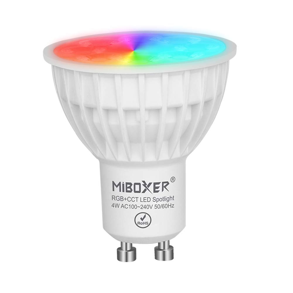 LGIDTECH FUT103 Miboxer 4W GU10 LED 2.4GHz Bulb Spotlight RGB+CCT Color Changing and CCT Temperature Adjustable,Dimmable,Memory Function.Smartphone