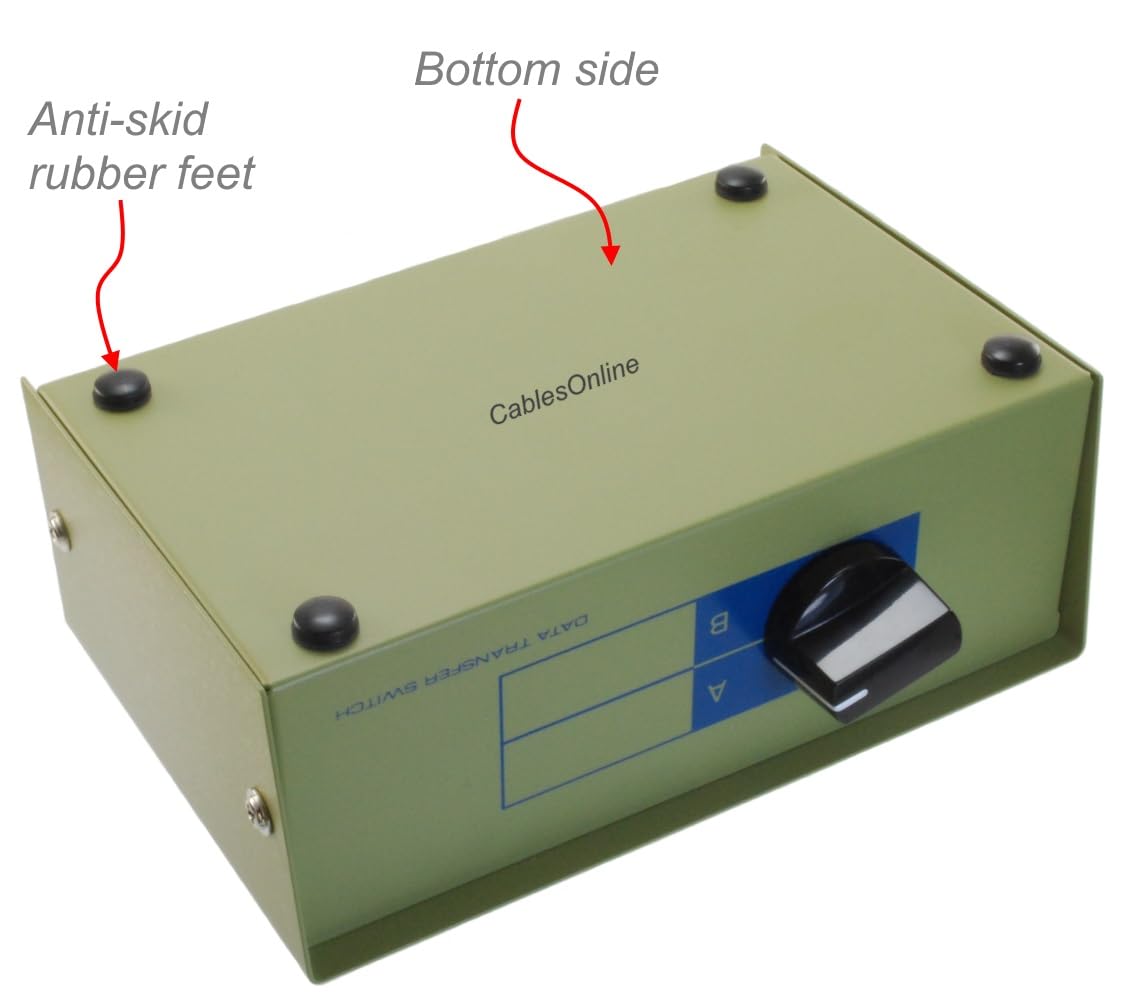 CablesOnline 2-Way AB RJ45 8P8C Network Metal Rotary Manual Switch Box with One 3ft RJ45 8-Wire Network Cable, SB-034C