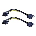 zdyCGTime 2 Pack 15-Pin SATA Male to 8 Pin (6+2 Pin) PCI-Express Female Video Card Power Adapter Cable (6+2Pin) 8 Pin PCI-E Female to Male SATA