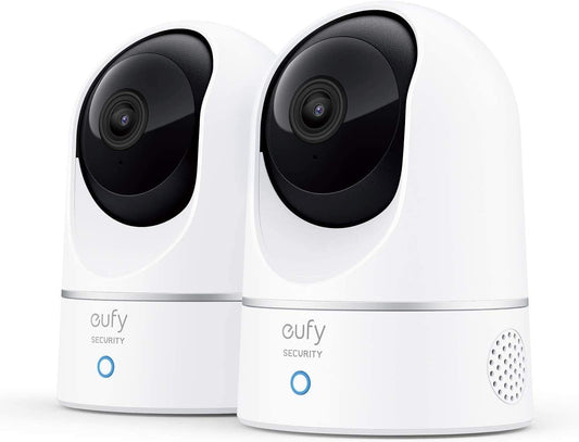 eufy Security, 2K Indoor Cam Pan & Tilt 2-Cam Kit, Plug-in Security Indoor Camera with Wi-Fi, IP Camera, Human & Pet AI, Voice Assistant