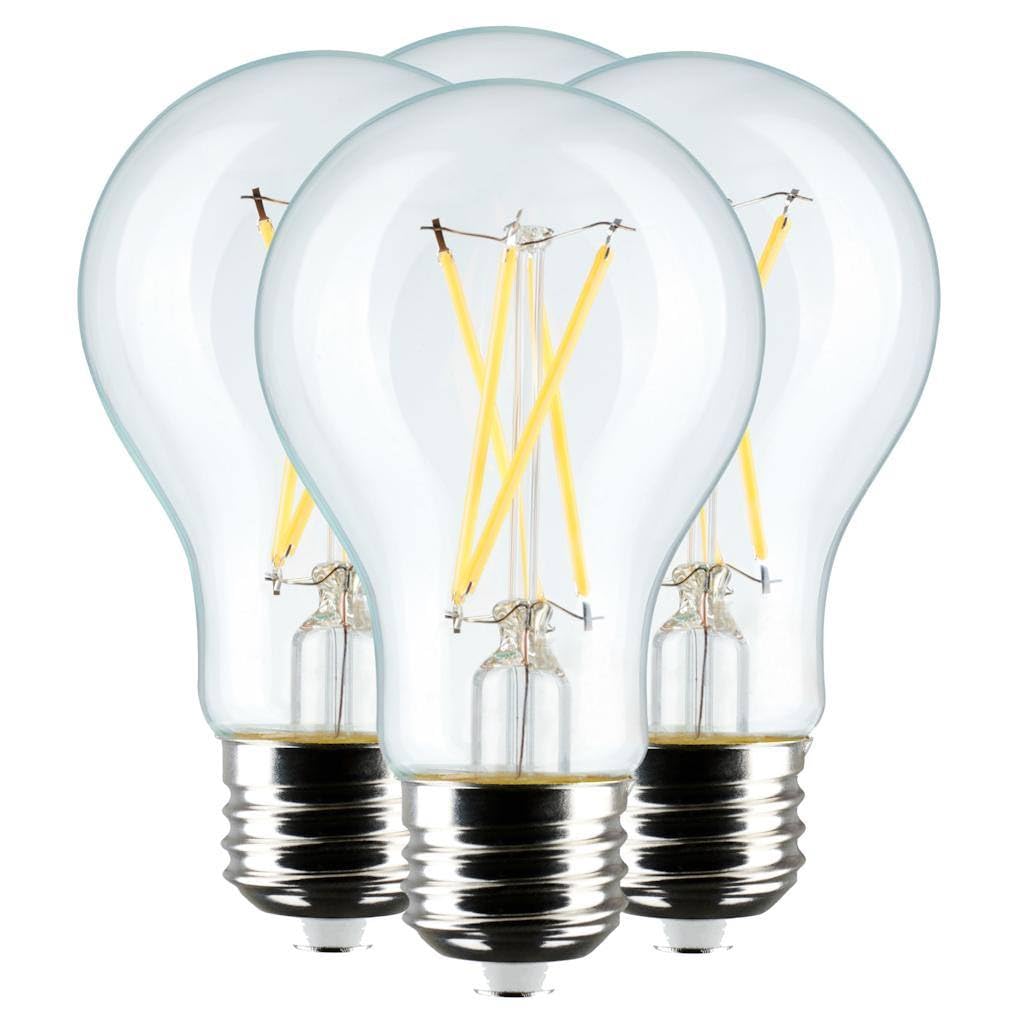 Satco 12462-8A19/CL/LED/E26/927/4PK/120V LED A19 Filament 4-Pack S12462 Victorian Style Antique Filament LED Light Bulb