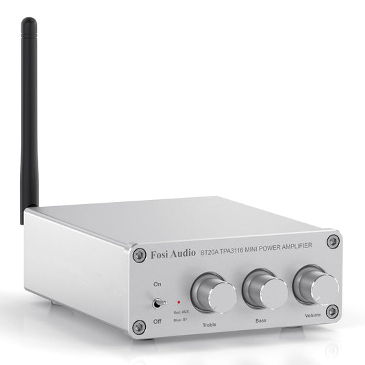 Fosi Audio BT20A-S Bluetooth 5.0 Stereo Audio 2 Channel Amplifier Receiver Mini Hi-Fi Class D Integrated Amp 2.0 CH for Home Speakers 100W x 2