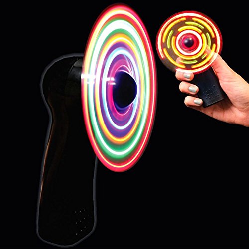 Flashing Panda LED Mini Light-Up Handheld Personal Fan w/Changing Patterns, Black