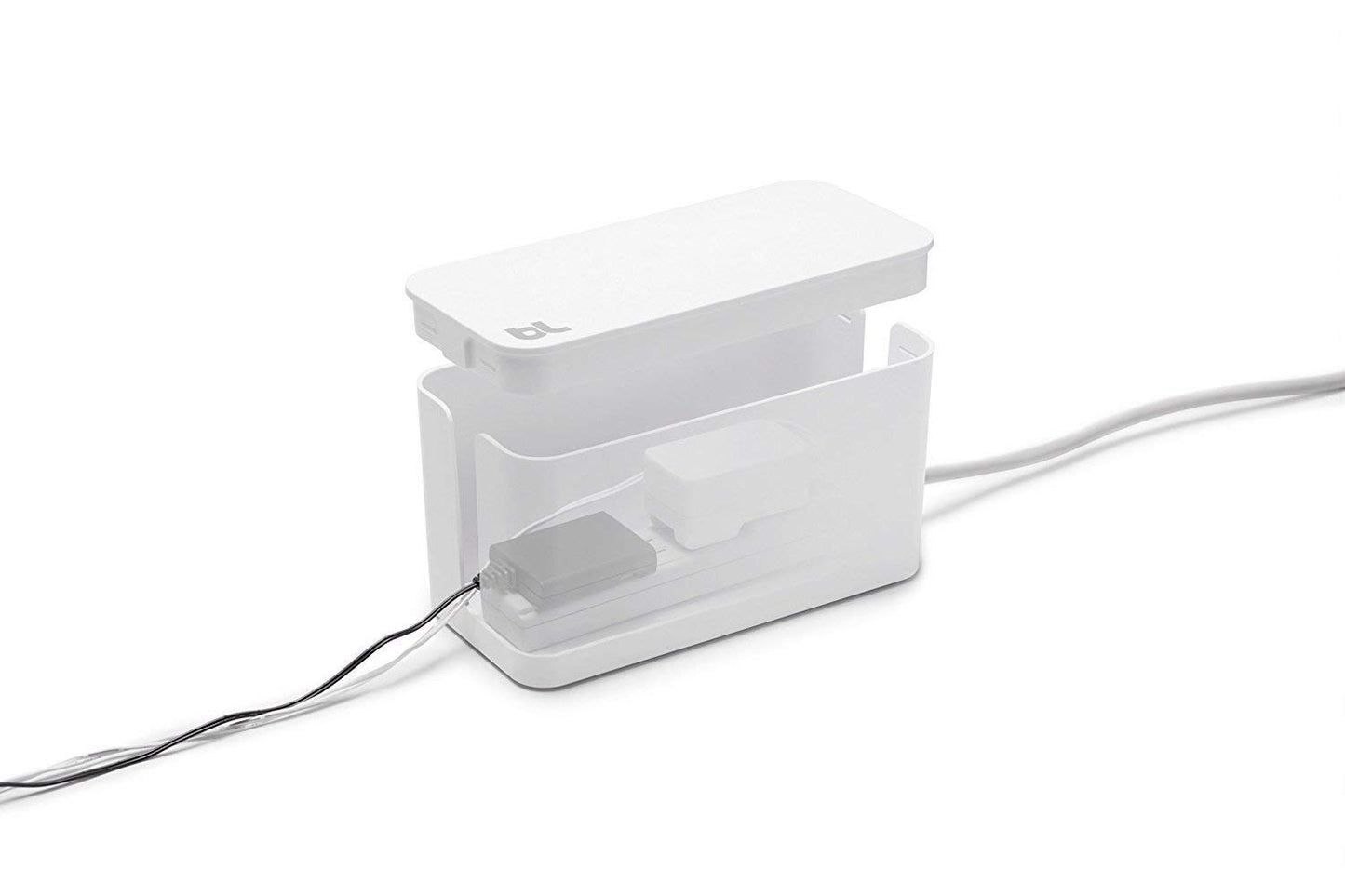 Bluelounge CableBox Cable and Cord Management System Includes Surge Protector (CableBox Mini | 2 Pack, White)