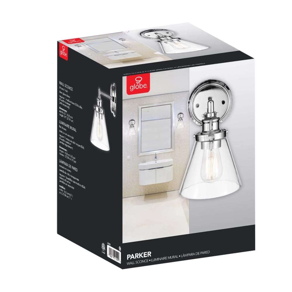 Globe Electric Parker 1-Light Chrome Wall Sconce - Case of: 1