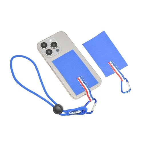 Phone Lasso Smartphone Wrist Strap & Grip Patch Tether With Wrist & Neck Lanyard Universal Fit USA Stripe ELECTRIC BLUE