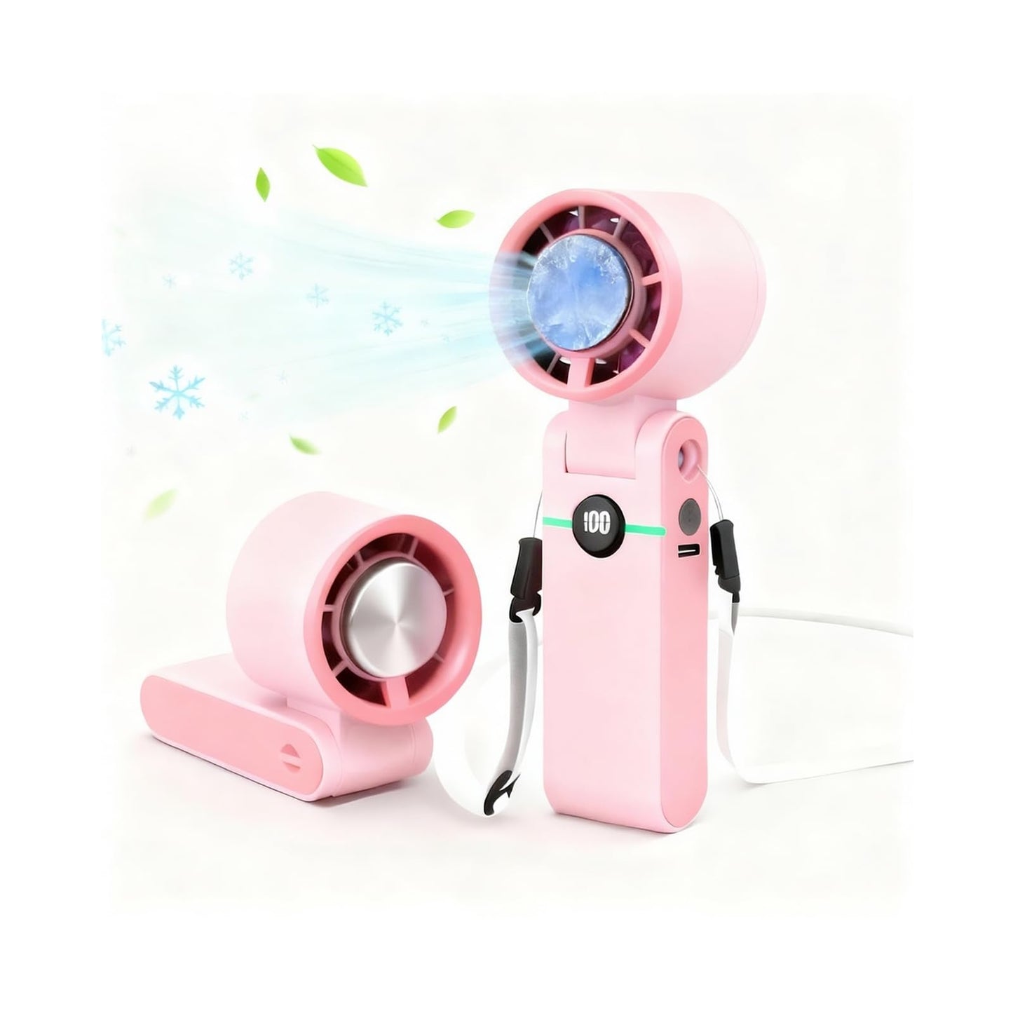 LENEFU Small Fan Foldable,Handheld Fan with Lanyard,Portable Cooling Hand Mini Fans,with Cold Plate 4000mAh Strong Wind USB Fast Charging Pocket