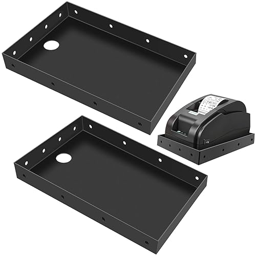 Ecliptica 2 Pack Printer Tray & Shelf for POS KDS Kitchen Thermal Printers, 10.24 x 6.5 Inch Wall or Edge Mount Shelf with 4 Mounting Holes Per Side