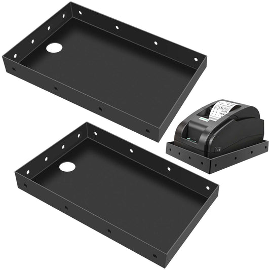 Ecliptica 2 Pack Printer Tray & Shelf for POS KDS Kitchen Thermal Printers, 10.24 x 6.5 Inch Wall or Edge Mount Shelf with 4 Mounting Holes Per Side