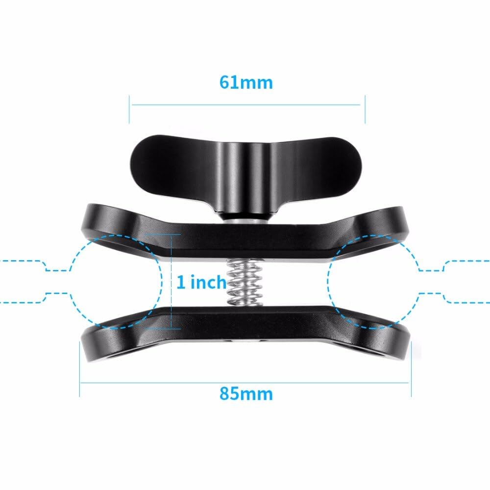 NovelGoal Ball Clip 1 Inch Ball Head Clamp Diving Waterproof Compatible with Go-pro SLR Camera Underwater Photography (with Ball Head)