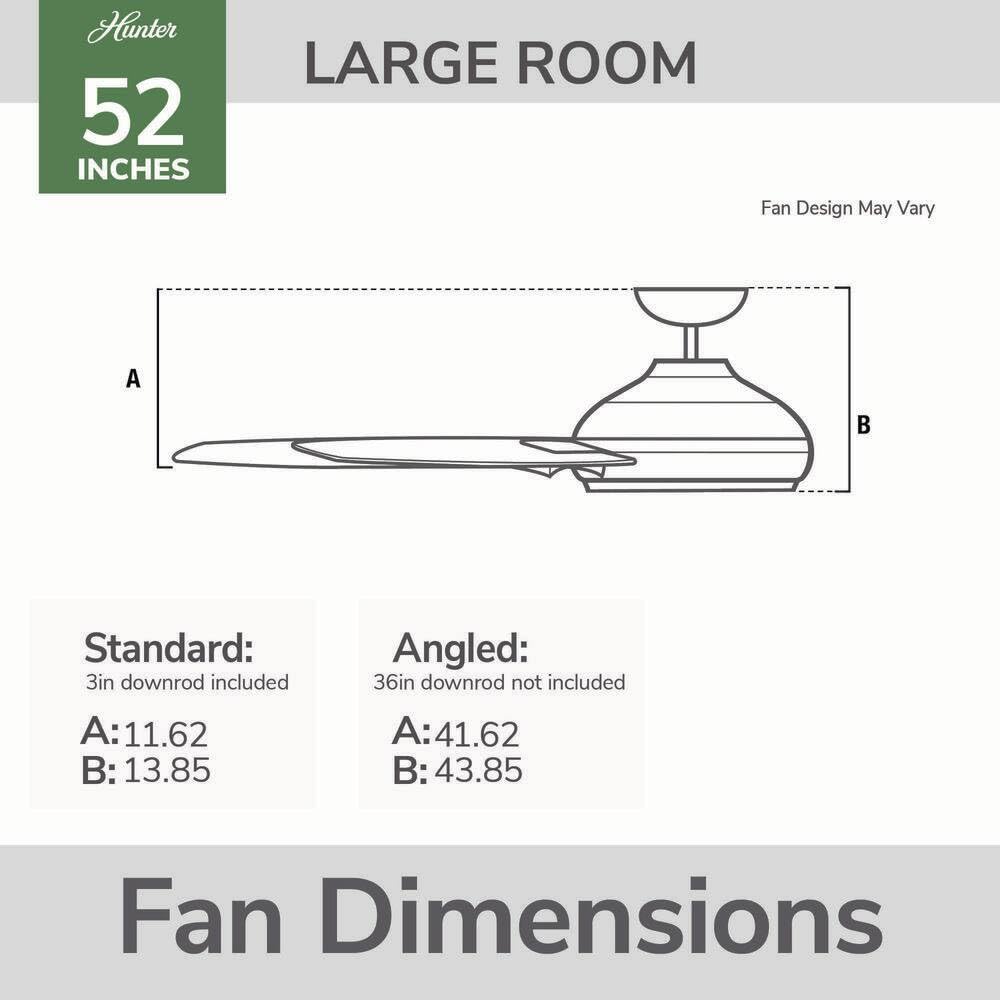 Hunter Fan 52 inch Outdoor or Indoor Ceiling Fan with Pull Chain, Black Ceiling Fan without Light, For Patio, Kitchen, Garage, Living Room (Renewed)