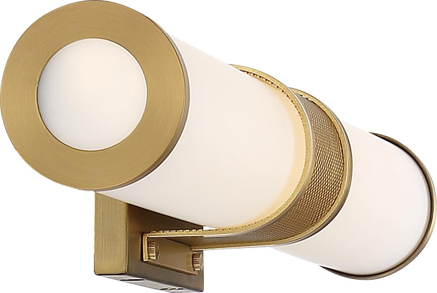 Nuvo 62/1602 Caper LED Vanity Brushed Brass with Frosted Lens, Gold