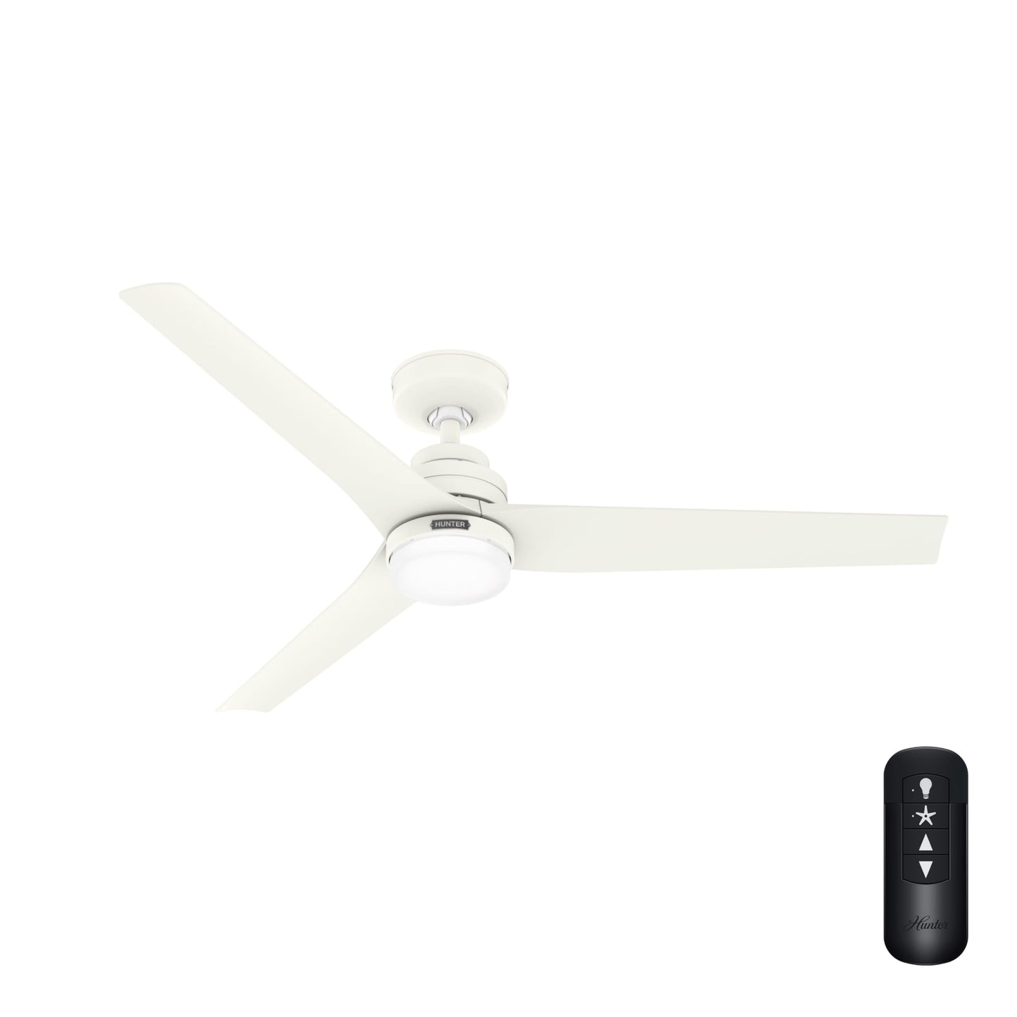Hunter Fan 52 inch Indoor/Outdoor Matte White Ceiling Fan with Light Kit for Bedroom, Living Room, Dining Room, Kitchen, Office, Patio, CC5C25C63