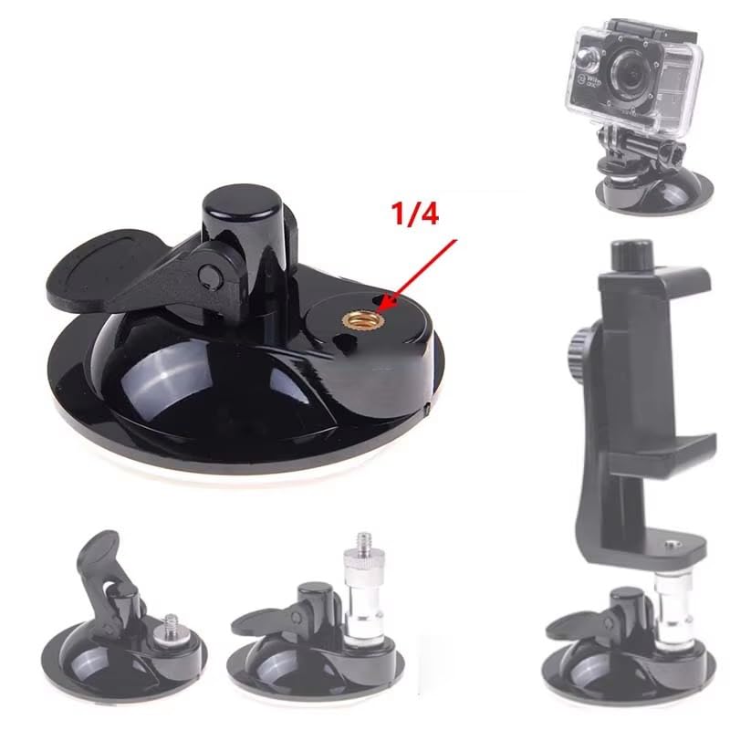 ThtRht 3" Suction Cup Camera Mount Bracket with 1/4"-20 Female Thread Car Windshield Dash Cam Holder Stand for Action Camera Dashcam GPS Driving DVR