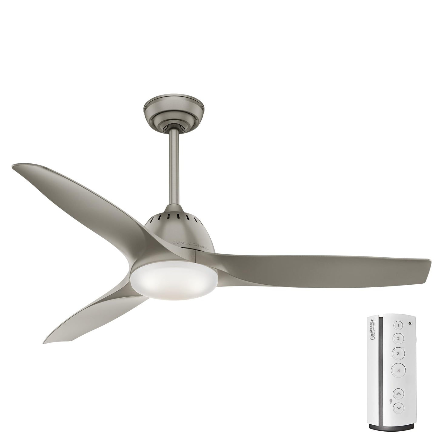Casablanca Fan 52 Inch Contemporary Ceiling Fan in Pewter with Cased White Glass LED Light Kit and Remote Control (Renewed)