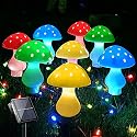 Upgraded Outdoor Solar Garden Lights, 8 Pack 50 LED Mushroom Outdoor 8 Modes 23ft Waterproof Solar Powered Landscape Cute Fairy String Light for Yard
