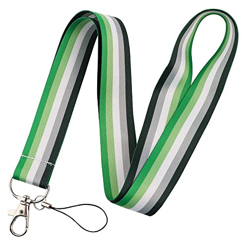 Pinstant Aromantic Asexual LGBTQ Pride Flag Gay Lesbian 17.7" Neck Lanyard Keychain Holder ID Badge Mobile Phone Pin Strap
