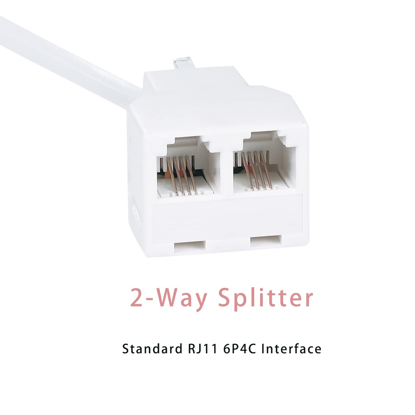 Vthahaby Phone Line Splitter,Telephone Splitter,with RJ11 6P4C Plugs,Suitable for Telephone,Fax Machine,White 3-Pack