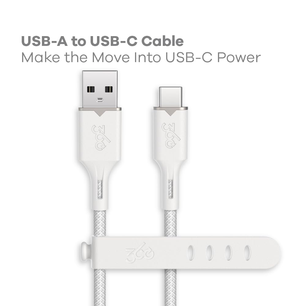 360 Electrical USB-C to USB-A Charging Cable - 5ft, Tangle-Free, Fast Charge Compatible, Ultra-Flow™ Braided, Durable Design