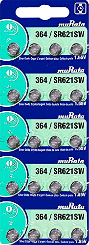 Murata 364 SR621SW Battery 1.55V Silver Oxide Watch Button Cell Contractor Pack (20 Batteries)