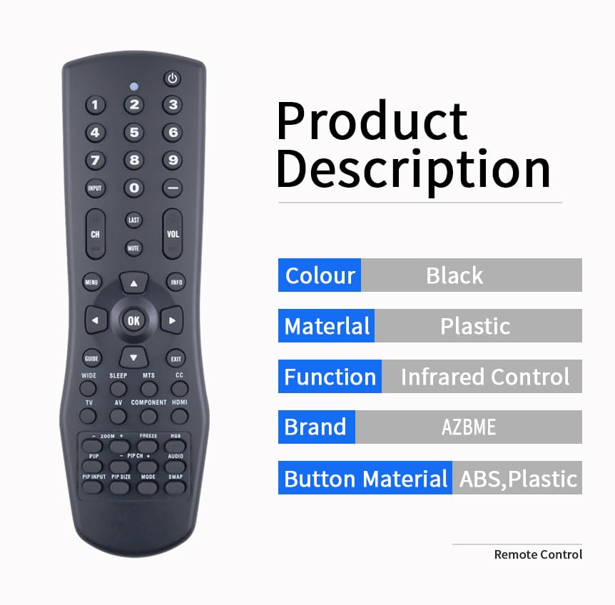 VR1 Replacement Remote Control for Vizio TV VX52L VX42L VW42L VW37L VW26L VW22L VU42L VS42L VA26L VA22L VA220E VA19L L42 L37 L32 GV47L GV46L GV42L