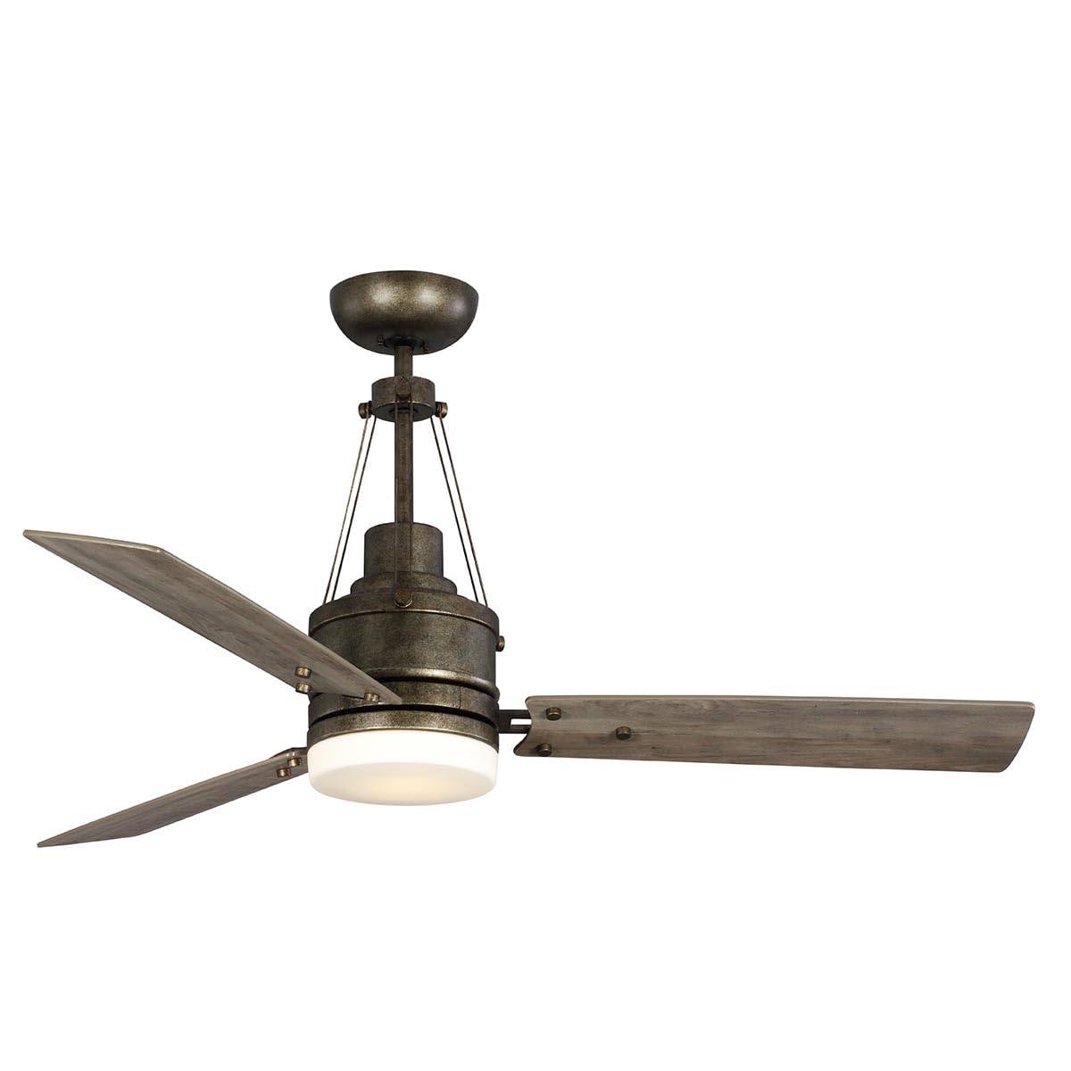 Kathy Ireland Home [CF205LGES] Highpointe LED Ceiling Fan with Remote Control | Modern Industrial Lighting Fixture with 3 Blades, 2 Downrods,