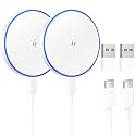 Wireless Charger 2Pack 15W Magnetic Wireless Charger Fast Charging Pad with 4FT USB C Cable & USB-C/A Ports Compatible with iPhone 17/16/15/14/13/12