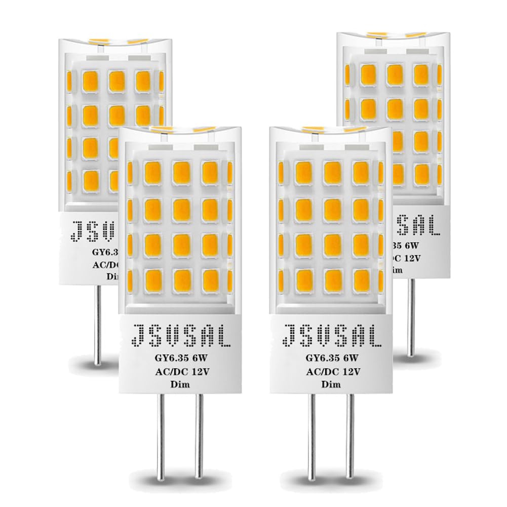 JSVSAL GY6.35 G6.35 LED Bulb Dimmable,AC/DC 12V, Soft White 3000K,4-Pack