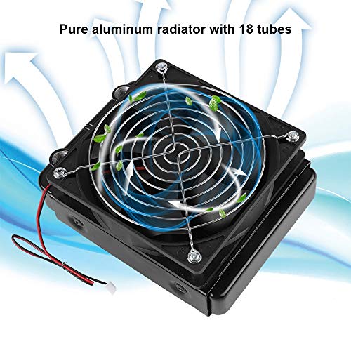 CPU Radiator, DC12V CPU Liquid Cooling Radiator With Fan, G1/4 Thread Heat Row Radiator with Fan, 18 Tubes 120mm Radiator CPU Liquid Cooler