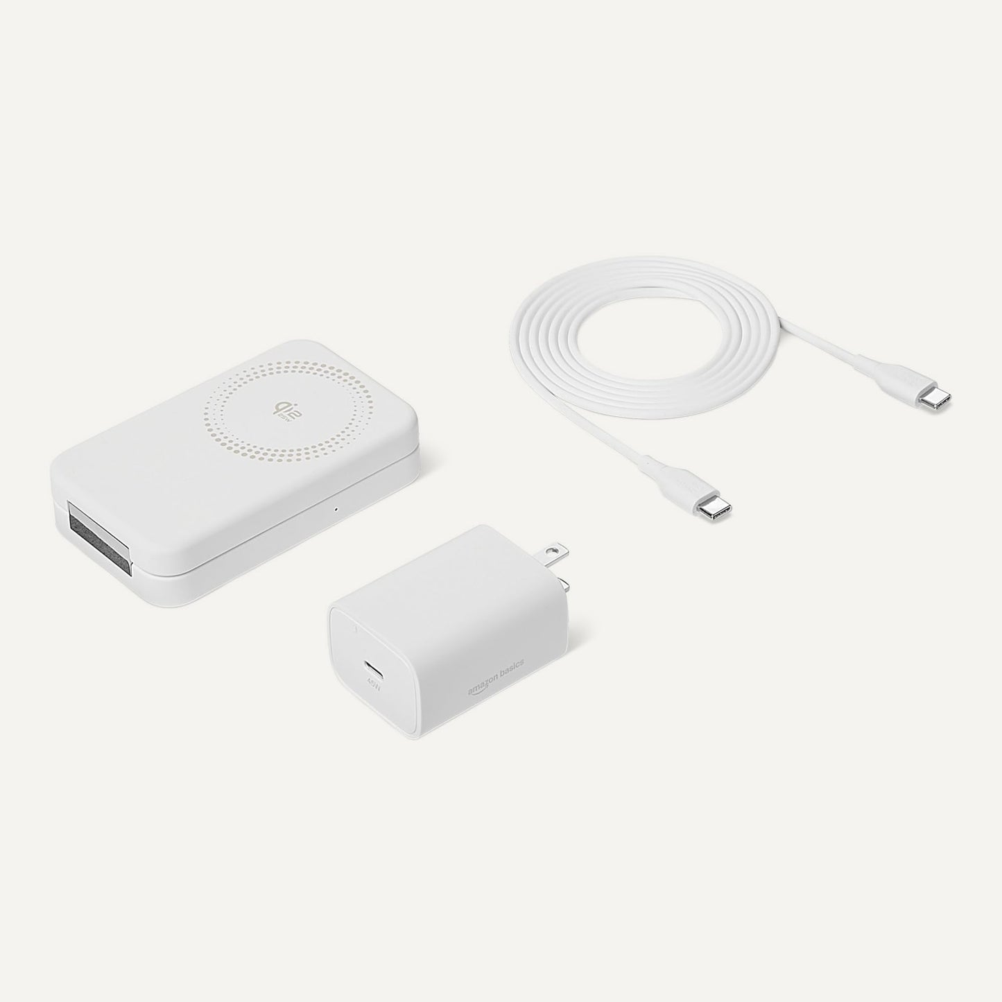 Amazon Basics MagSafe Compatible Wireless Charging Station, 25W Max. Fast Charging Qi2.2 Certified 2-in-1 Charger, Foldable Stand for iPhone