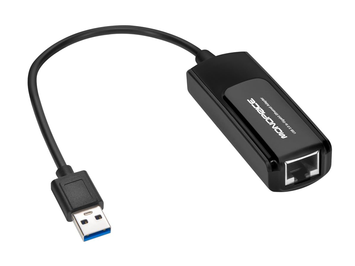 Monoprice USB 3.0 to Gigabit Ethernet Adapter, Supports 10/100/1000 Mbps Connections, Plug-N-Play, Compatible with Windows, MacOS, Linux, and Android