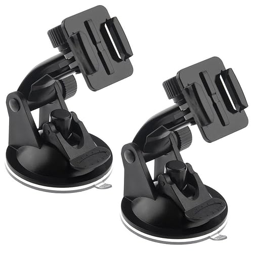 ThtRht 2 Pack Suction Cup Car Mount Action Camera Holder with Quick Release Buckle Clip Car Windshield Stand for Gopro Hero Fusion DJI Osmo Underwater