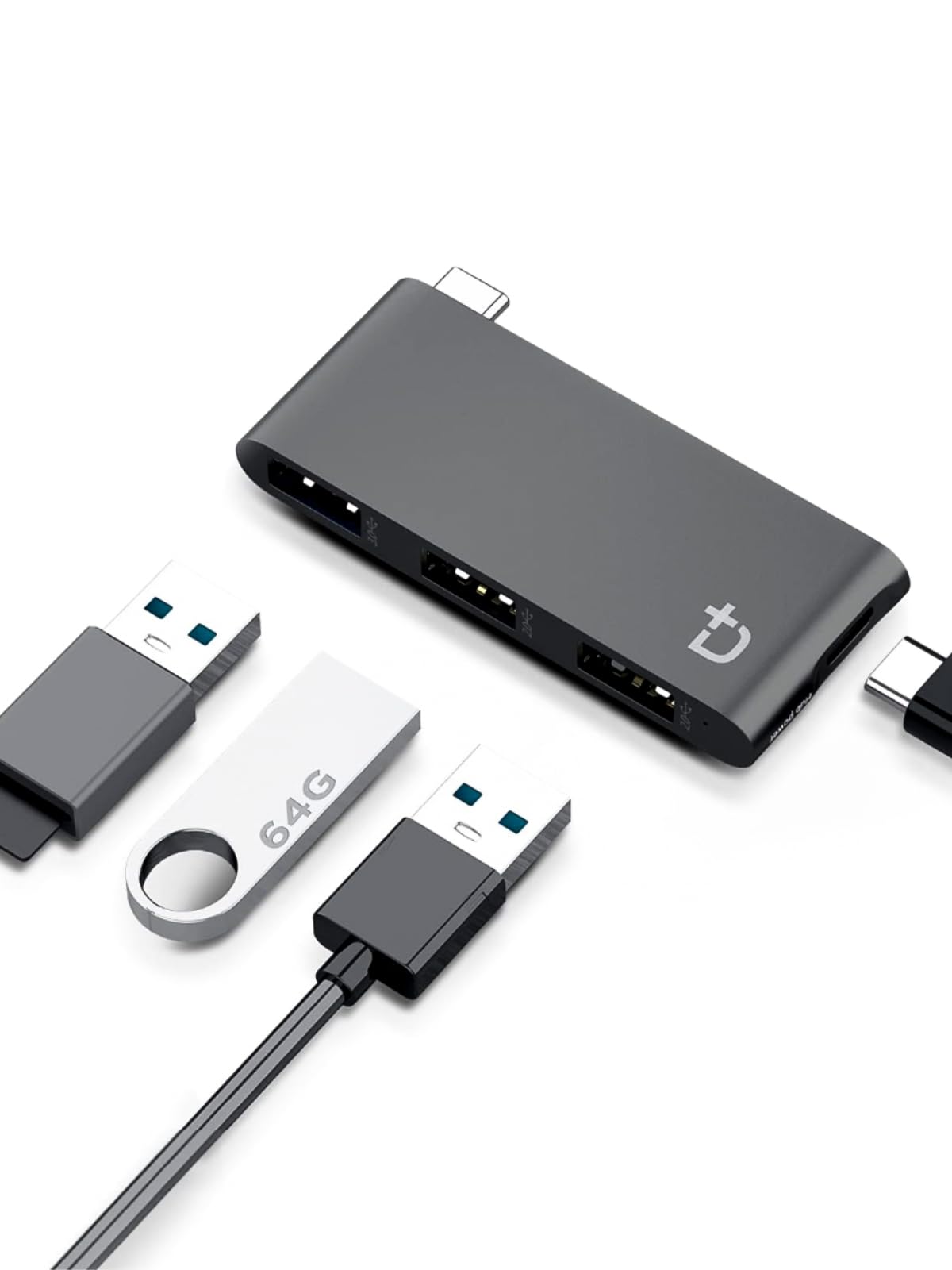 DockCase 4-in-1 USB-C Hub with Type C, USB 3.0, USB 2.0 for MacBook Pro, MacBook Air, iPad, iPhone, iPod