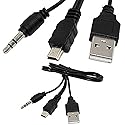 ThtRht 2 Pack Mini USB Audio Cable with USB 2.0 Charging Power Supply Cord to Mini B Male and 3.5mm Jack Plug AUX Connection for iHome IH60 IH61 IH59