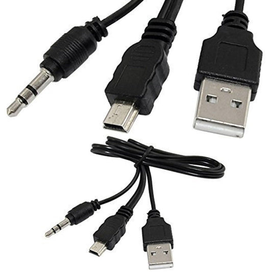 ThtRht 2 Pack Mini USB Audio Cable with USB 2.0 Charging Power Supply Cord to Mini B Male and 3.5mm Jack Plug AUX Connection for iHome IH60 IH61 IH59