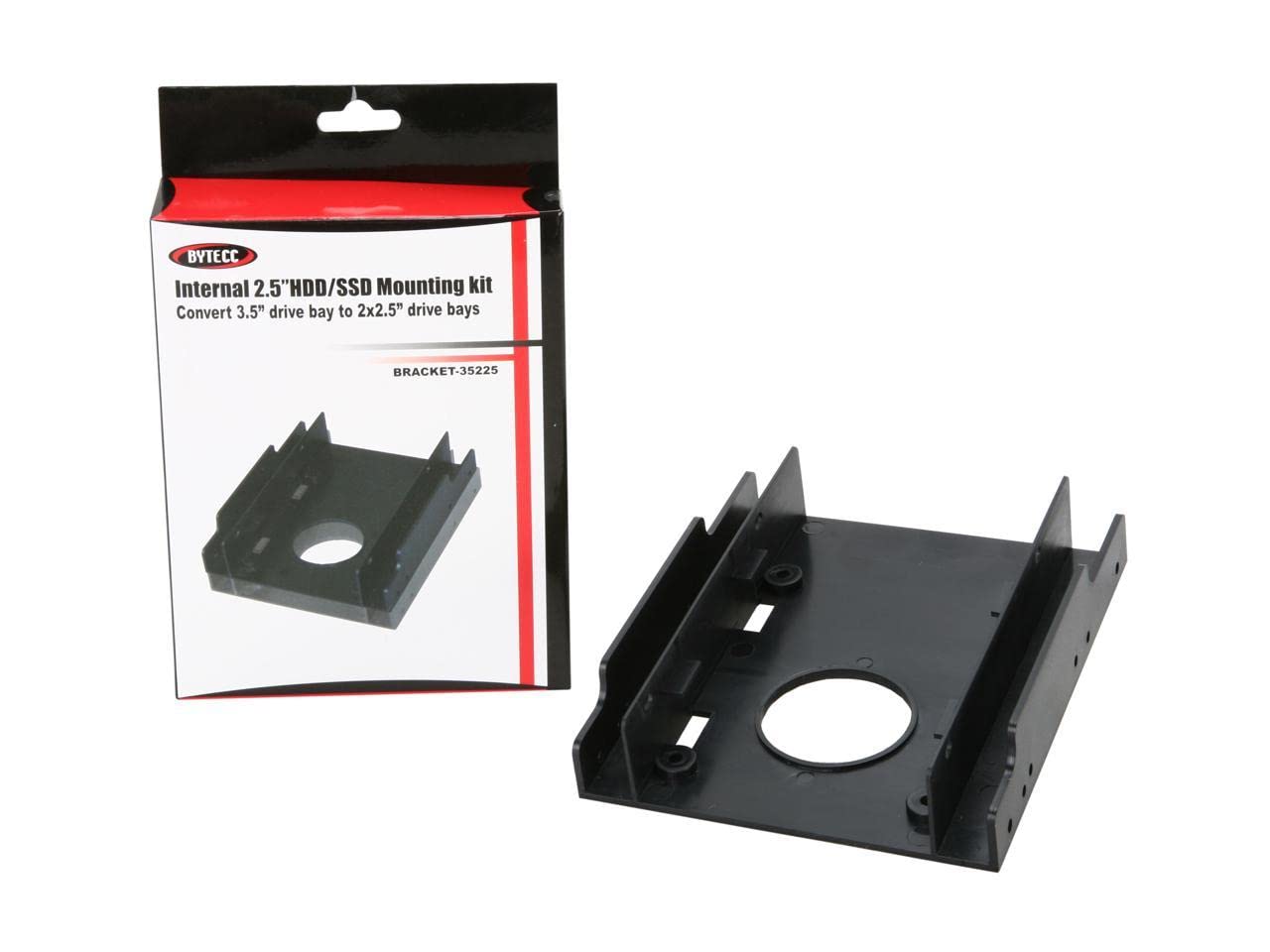BYTECC BRACKET-35225 2.5" HDD/SSD Mounting Kit for 3.5" Drive Bay or Enclosure, Includes Screws, Converter