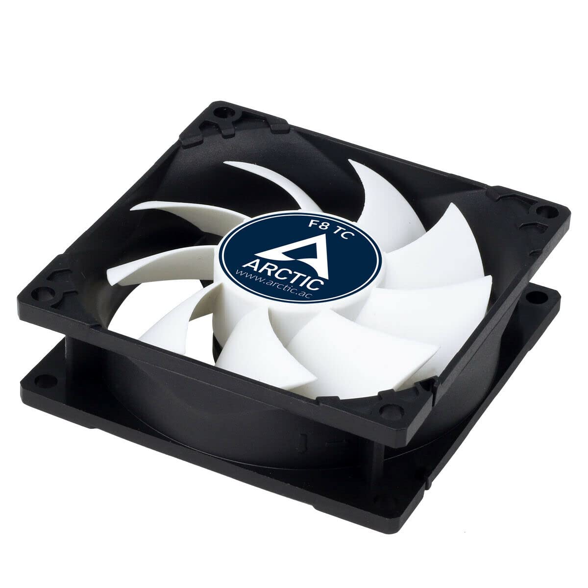 ARCTIC F8 TC - 80 mm Case Fan, Case Fan with Temperature Control, Very quiet motor, Computer, Fan Speed: 350-2000 RPM - Black/White