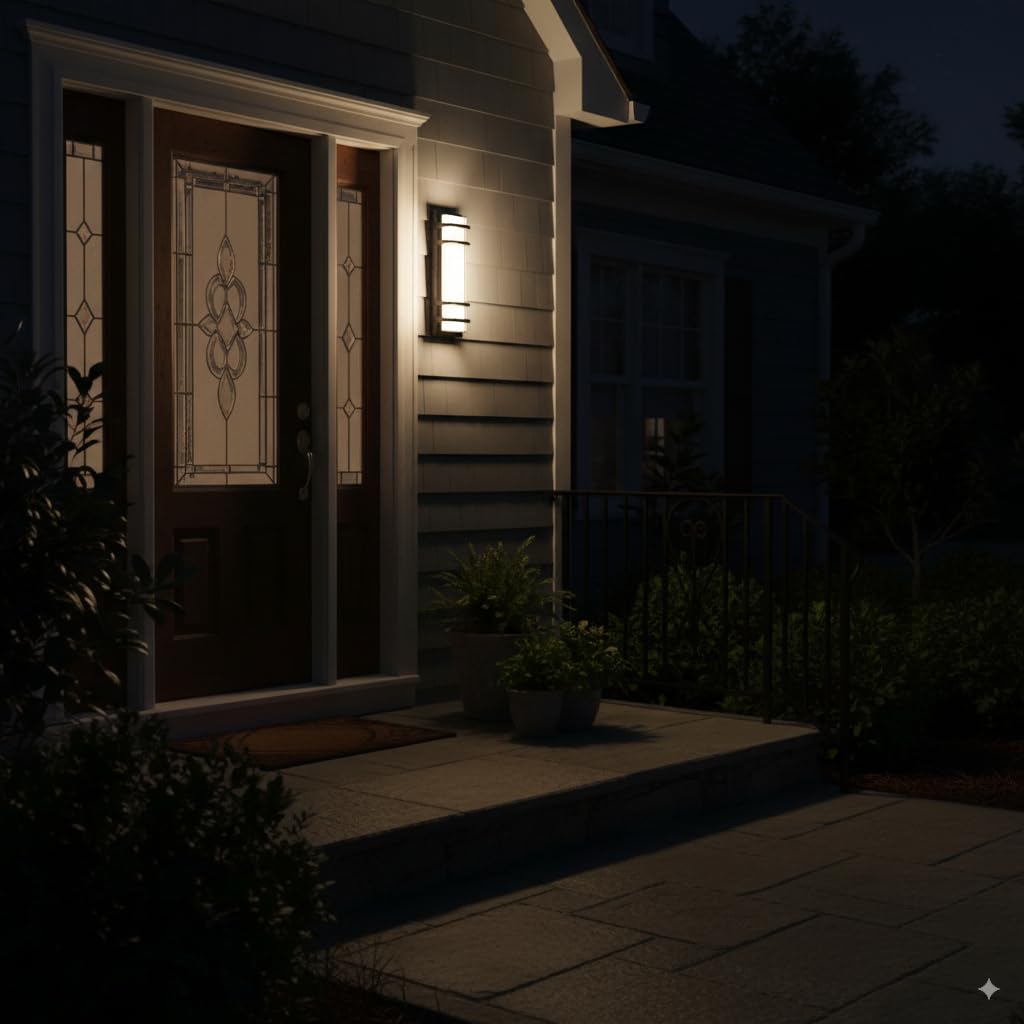 Cylutaes 2Pack Outdoor Wall Lights 16 Inch,Dimmable Exterior Wall Sconce,3000K-6000K Adjustable Color Temperature,IP65 Waterproof Black Porch Light