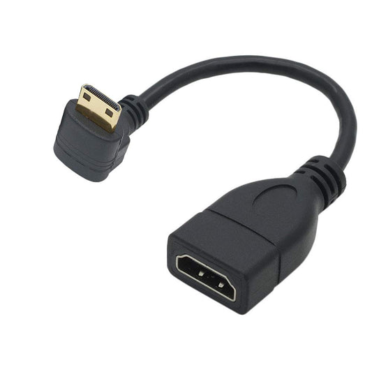 Tivid mini hdmi 90 Degree Adapter Right Angle mini hdmi Male to HDMI Female Cable Adapter Connector Support 1080P Full HD, 3D (0.15m, Downward Angle).