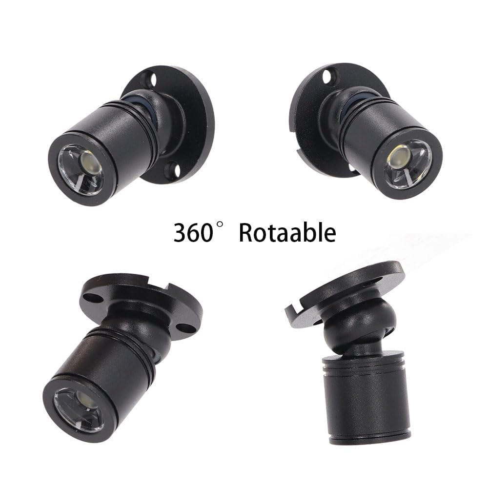 Megrezo Dimmable 12V LED Mini Spotlights with Remote Control Dimmable - 1.5W Daylight 6500K, Tiny Spotlights for Displays with Dimmer, Black - Pack