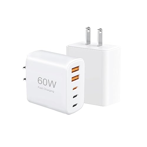 [2-Pack] 60W Multi-Port USB-C Fast Charging Module, 5-Port Wall Charger, Compatible with iPhone 17/16/15/14/13/Pro Max/Plus Series, iPad, Samsung