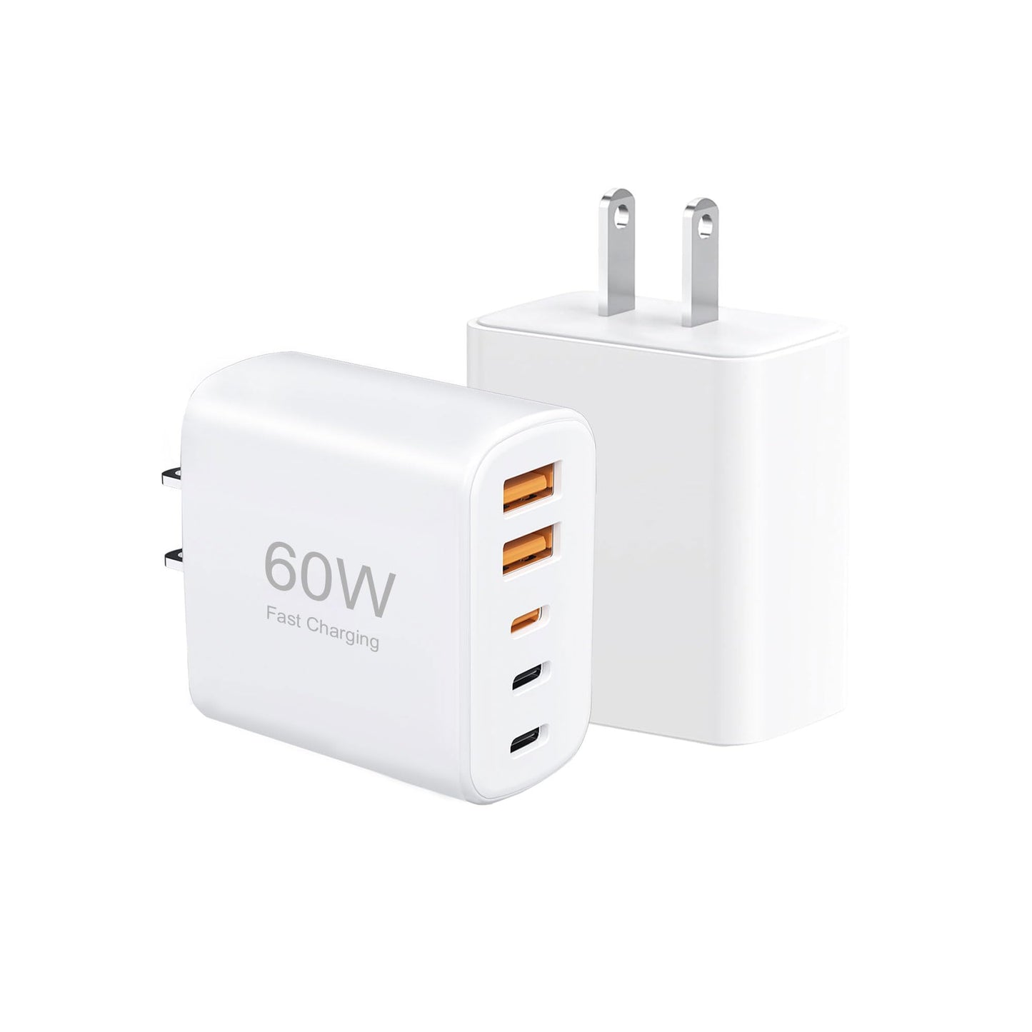 [2-Pack] 60W Multi-Port USB-C Fast Charging Module, 5-Port Wall Charger, Compatible with iPhone 17/16/15/14/13/Pro Max/Plus Series, iPad, Samsung